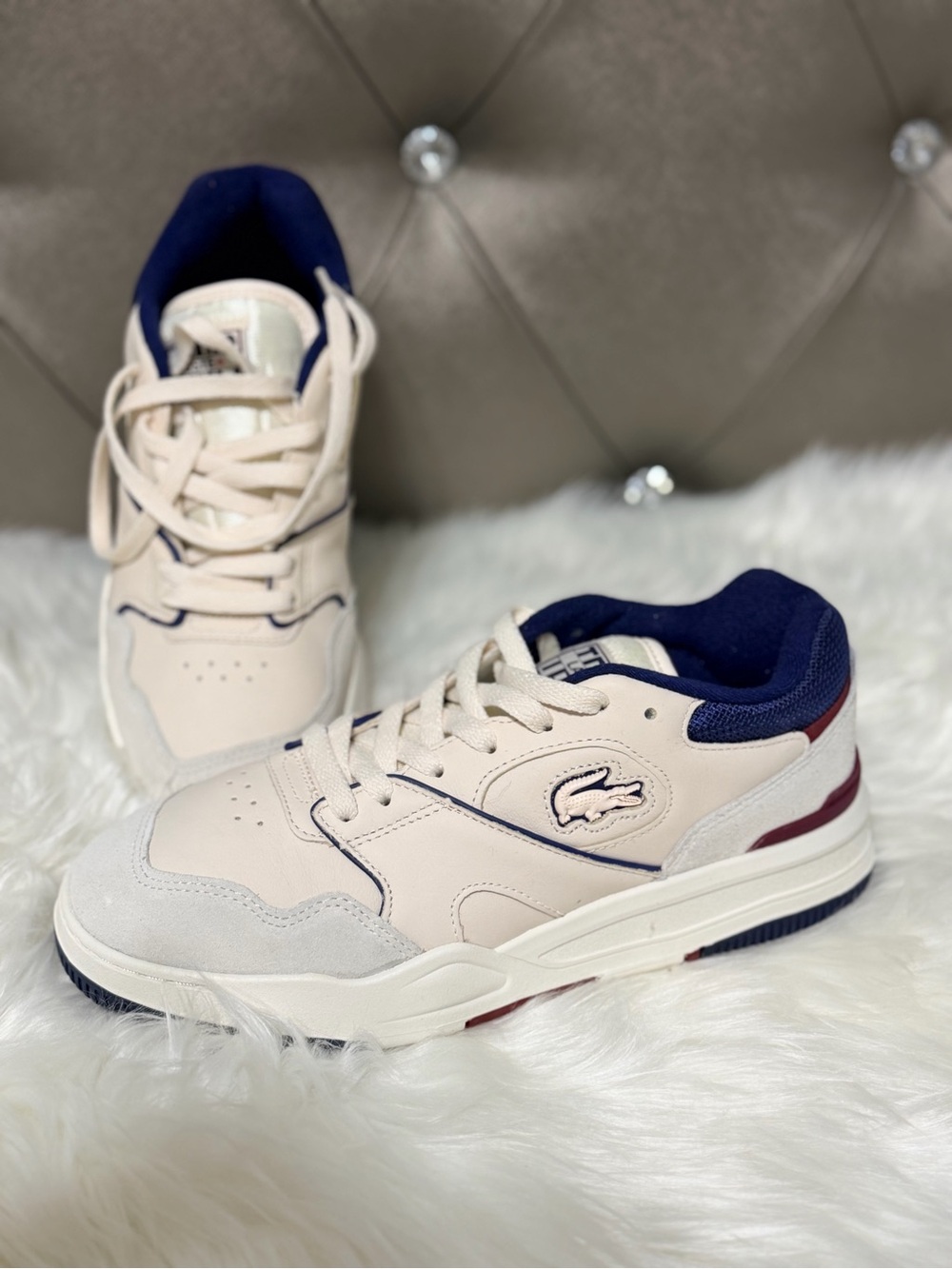 Lacoste Lineshot Mens Sneakers Cream/Navy